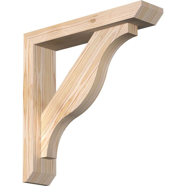 Ekena Millwork Funston Slat Smooth Bracket w/ Offset Brace, Douglas Fir, 3 1/2"W x 16"D x 16"H BKT0402X16X16FST06SDF - main